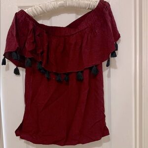 Elegant Off-Shoulder Burgundy Top